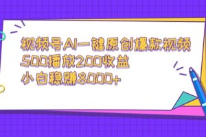 （9041期）视频号AI一键原创爆款视频，500播放200收益，小白稳赚8000+[中创网]