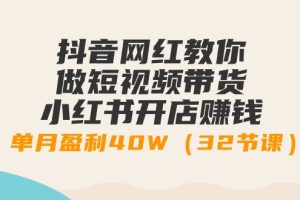 （9135期）抖音网红教你做短视频带货+小红书开店赚钱，单月盈利40W（32节课）[中创网]