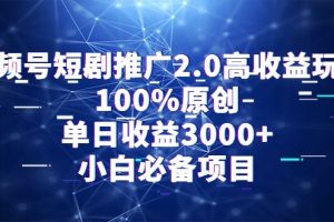 （9236期）视频号短剧推广2.0高收益玩法，100%原创，单日收益3000+，小白必备项目[中创网]