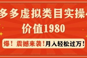 （9238期）拼多多虚拟类目实操4.0：月入轻松过万，价值1980[中创网]