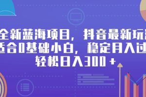 （9242期）全新蓝海项目，抖音最新玩法，适合0基础小白，稳定月入过万，轻松日入300＋[中创网]