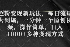 （9282期）色粉变现新玩法，每日流量大到爆，一分钟一个原创视频，操作简单，日入1…[中创网]