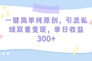 （9472期）一键简单纯原创，引流私域双重变现，单日收益300+（教程+素材）[中创网]