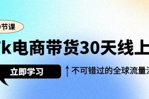 （9463期）Tk电商带货30天线上课，不可错过的全球流量洼地（29节课）[中创网]