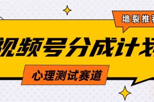 （9441期）视频号分成计划心理测试玩法，轻松过原创条条出爆款，单日1000+教程+素材[中创网]