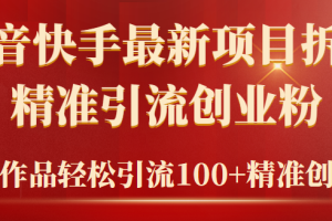 （9447期）2024年抖音快手最新项目拆解视频引流创业粉，一天轻松引流精准创业粉100+[中创网]