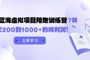 （9541期）黄岛主《淘宝蓝海虚拟项目陪跑训练营7期》每天200到1000+的纯利润[中创网]