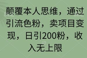 （9523期）颠覆本人思维，通过引流色粉，卖项目变现，日引200粉，收入无上限[中创网]