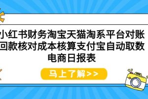 （9628期）小红书财务淘宝天猫淘系平台对账回款核对成本核算支付宝自动取数电商日报表[中创网]