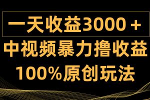 （9696期）中视频暴力撸收益，日入3000＋，100%原创玩法，小白轻松上手多种变现方式[中创网]