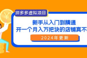 （9744期）拼多多虚拟项目：入门到精通，开一个月入万把块的店铺 真不难（24年更新）[中创网]