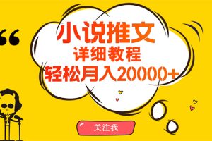 （10000期）简单操作，月入20000+，详细教程！小说推文项目赚钱秘籍！[中创网]