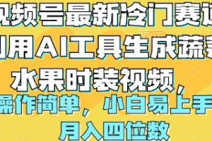 （10141期）视频号最新冷门赛道利用AI工具生成蔬菜水果时装视频 操作简单月入四位数[中创网]