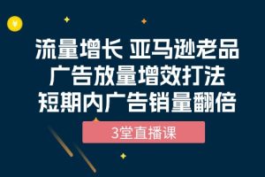 （10112期）流量增长 亚马逊老品广告放量增效打法，短期内广告销量翻倍（3堂直播课）[中创网]