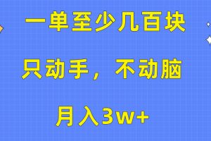 （10356期）一单至少几百块，只动手不动脑，月入3w+。看完就能上手，保姆级教程[中创网]