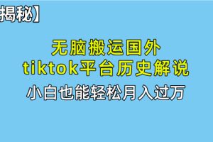 （10326期）无脑搬运国外tiktok历史解说 无需剪辑，简单操作，轻松实现月入过万[中创网]