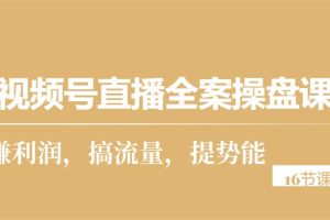 （10207期）视频号直播全案操盘课，赚利润，搞流量，提势能（16节课）[中创网]