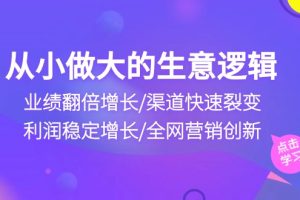 （10438期）从小做大生意逻辑：业绩翻倍增长/渠道快速裂变/利润稳定增长/全网营销创新[中创网]