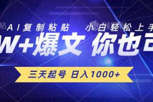 （10446期）三天起号 日入1000+ AI复制粘贴 小白轻松上手[中创网]