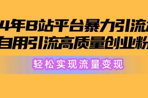 （10500期）2024年B站平台暴力引流术，自用引流高质量创业粉，轻松实现流量变现！[中创网]