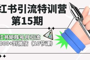 （10537期）小红书引流特训营-第15期，小红书矩阵号月引流80000+到微信（10节课）[中创网]