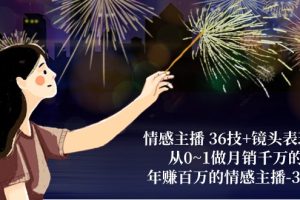 （10538期）情感主播 36技+镜头表现力：从0~1做月销千万的，年赚百万的情感主播-37节[中创网]