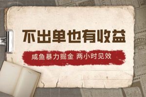 （10562期）2024咸鱼暴力掘金，不出单也有收益，两小时见效，当天突破500+[中创网]