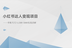 （10720期）小红书达人变现项目：单账号月入1500-3000实战讲解[中创网]