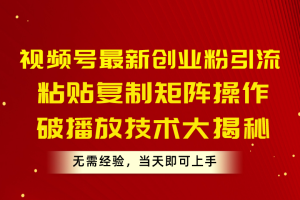 （10803期）视频号最新创业粉引流，粘贴复制矩阵操作，破播放技术大揭秘，无需经验…[中创网]