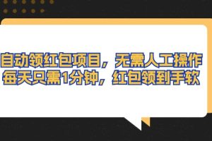 （10875期）自动领红包项目，无需人工操作，每天只需1分钟，红包领到手软[中创网]