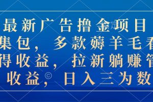 （10906期）最新广告撸金项目合集包，多款薅羊毛看广告收益 拉新管道收益，日入三为数[中创网]