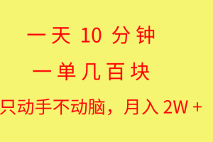 （10974期）一天10 分钟 一单几百块 简单无脑操作 月入2W+教学[中创网]