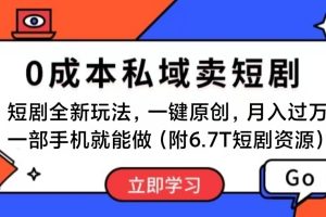 （11118期）短剧最新玩法，0成本私域卖短剧，会复制粘贴即可月入过万，一部手机即…[中创网]