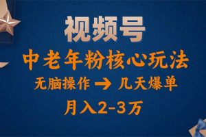 （11288期）视频号火爆玩法，高端中老年粉核心打法，无脑操作，一天十分钟，月入两万[中创网]