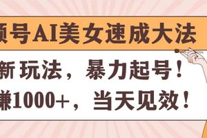 （11330期）视频号AI美女速成大法，暴力起号，日赚1000+，当天见效[中创网]