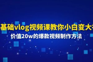 （11517期）0基础vlog视频课教你小白变大神：价值20w的爆款视频制作方法[中创网]