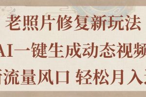 （11503期）老照片修复新玩法，老照片AI一键生成动态视频 全新流量风口 轻松月入过万[中创网]