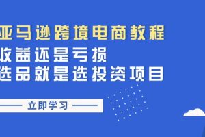 （11432期）亚马逊跨境电商教程：收益还是亏损！选品就是选投资项目[中创网]