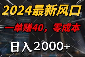 （11696期）2024最新风口项目，一单40，零成本，日入2000+，小白也能100%必赚[中创网]