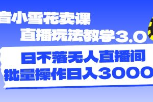 （11595期）抖音小雪花卖课直播玩法教学3.0，日不落无人直播间，批量操作日入3000+[中创网]